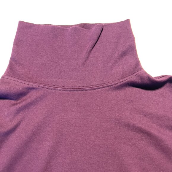 L.L.Bean Plum/Berry Purple 100% Cotton Turtleneck-T XL REG Warm Fall Layer Basic - Picture 4 of 9
